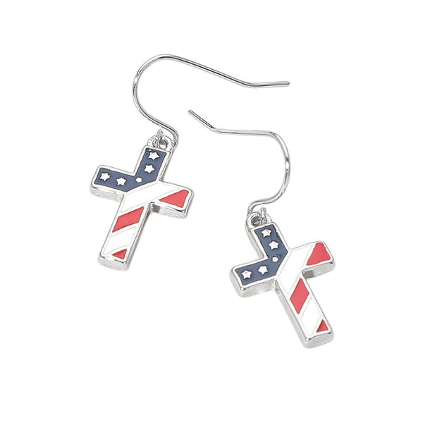 American Flag Cross Earrings