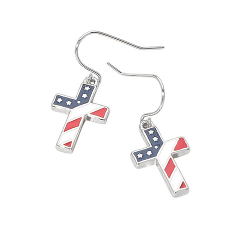 American Flag Cross Earrings