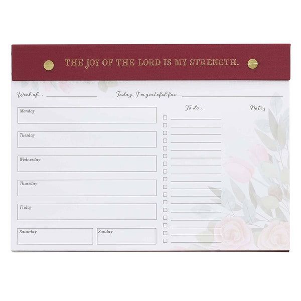 Undated Planner Pad Burgundy Joy of the Lord
