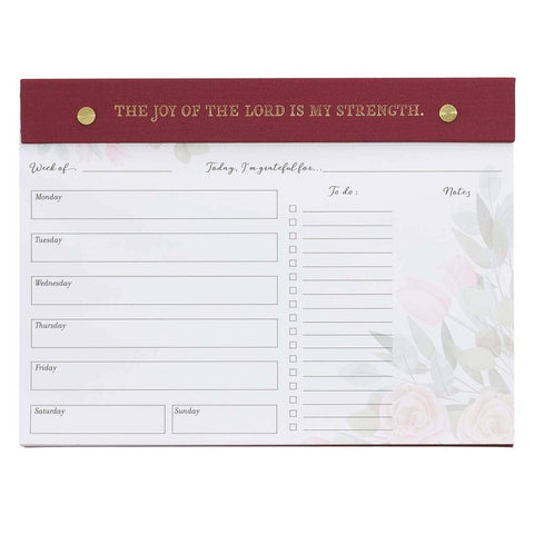 Undated Planner Pad Burgundy Joy of the Lord
