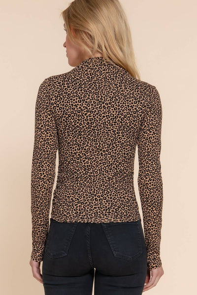 High Neck Animal Print Knit Top