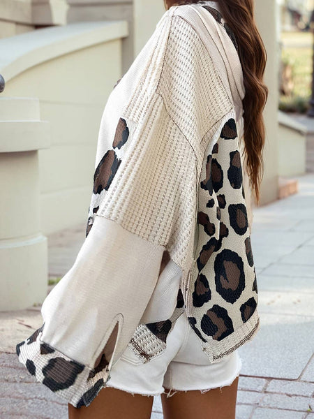 Leopard Mixed Patchwork Zip Up Jacket