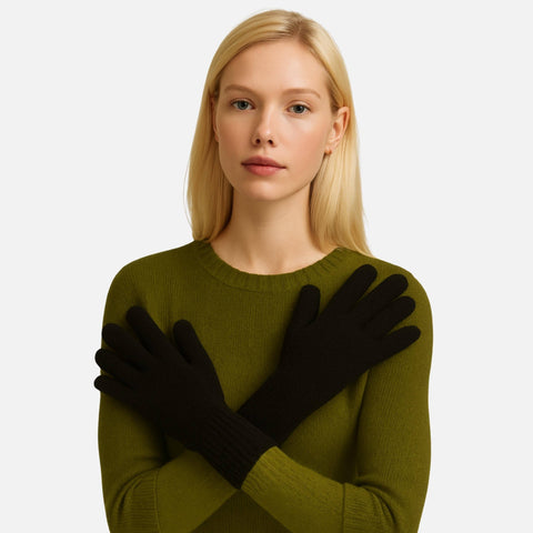 Black opera knit gloves