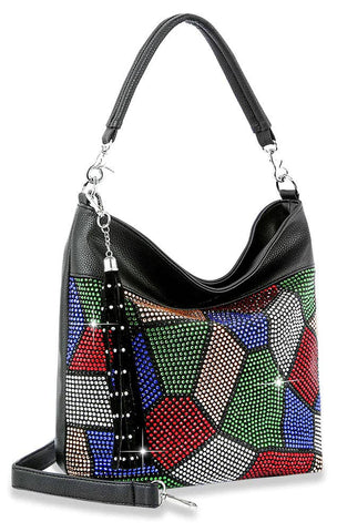 Black multi Color Stained Glass Design Handbag