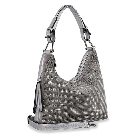 Pewter Accented Hobo Handbag