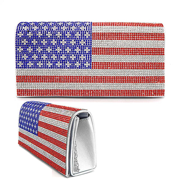 American USA Flag Rhinestone Crossbody Bag