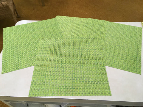 Green weave vinyl placemats set of 4