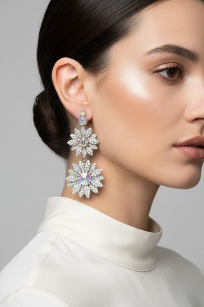 Flower AB pierced earring