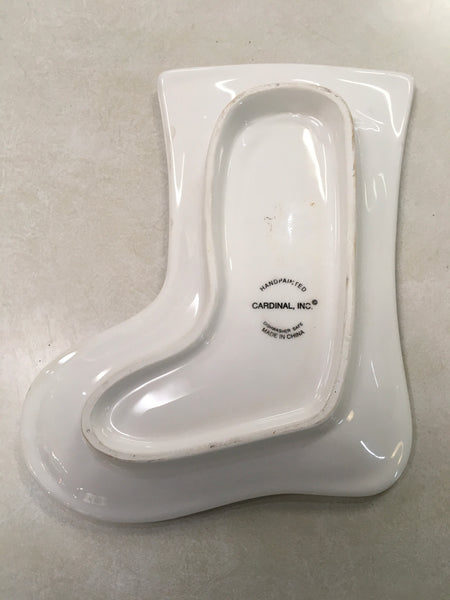 Santa on Stocking serving dish Cardinal
