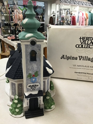 St Nikolaus Kirche Church 1991 Dept 56 Alpine Village Series