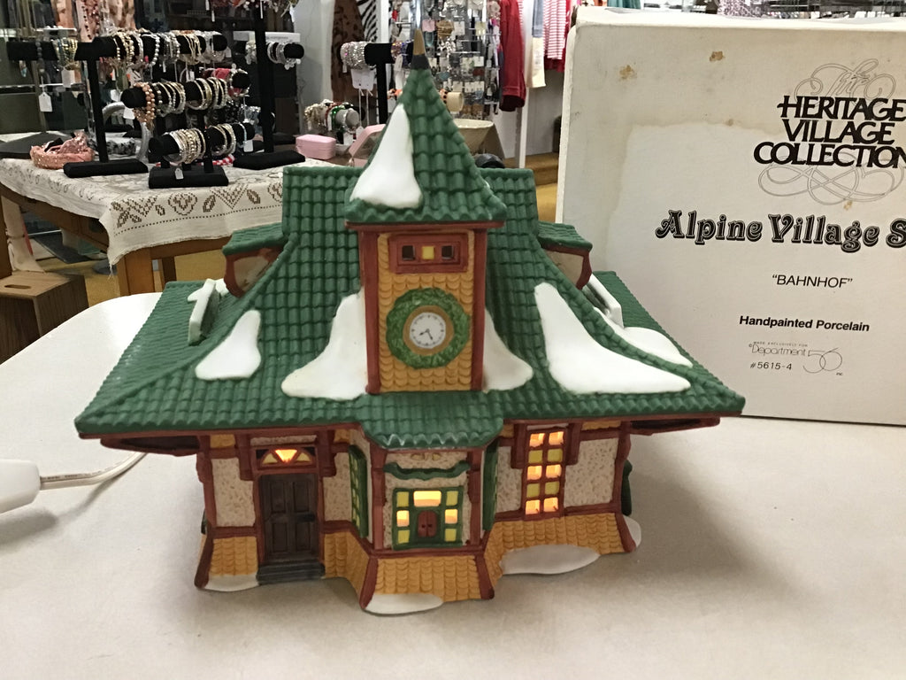 Bahnhof Train Station 1990 Dept 56 Alpine Series