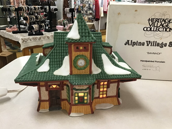 Bahnhof Train Station 1990 Dept 56 Alpine Series