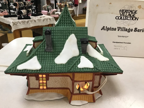 Bahnhof Train Station 1990 Dept 56 Alpine Series