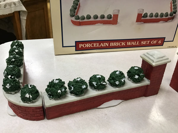 Lemax Dickensvale 1992 Porcelain Brick Wall Village 6 piece