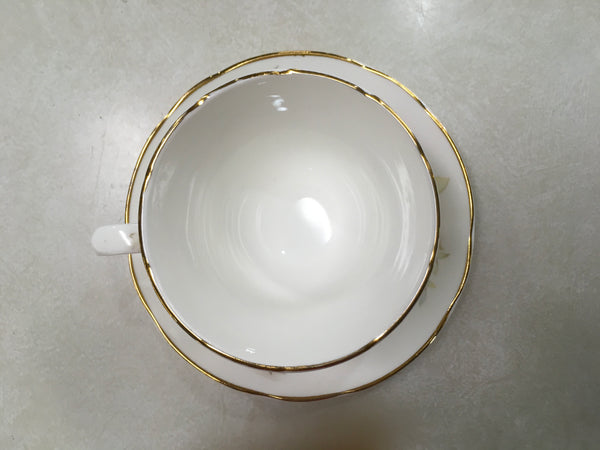 Crown Trent Staffordshire China teacup saucer yellow pink flower