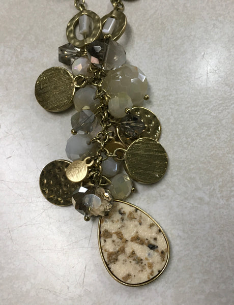 Natural Stone multi charm necklace set