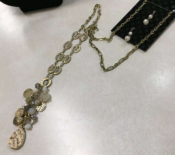 Natural Stone multi charm necklace set