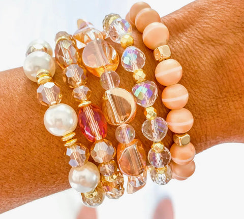 Creamsicle stackable stretch Bracelets