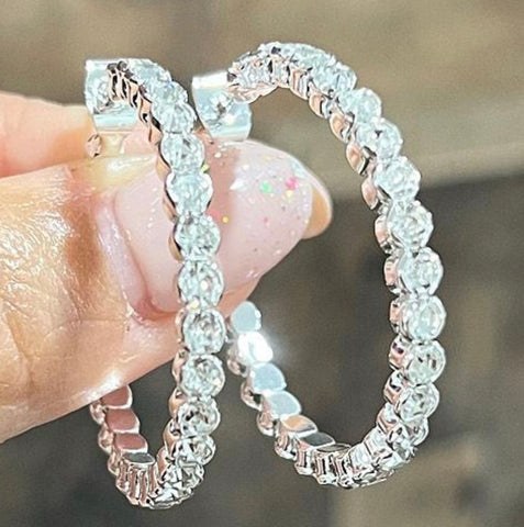 Rhinestone Memory Wire Hoop Earrings