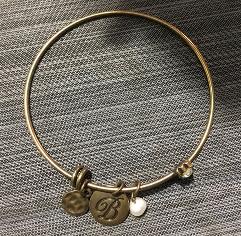 Initial B Bracelet Antique Gold