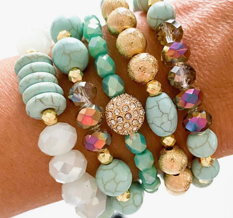 Mint Turquoise stackable bracelets