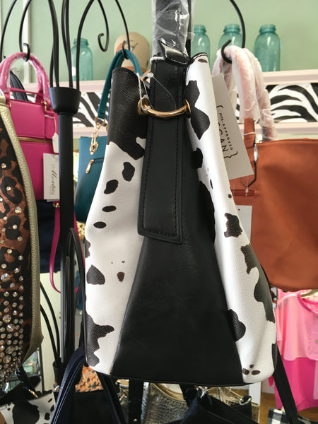 Cow Print Fashion Hobo Handbag