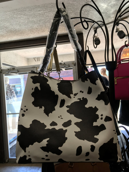 Cow Print Fashion Hobo Handbag
