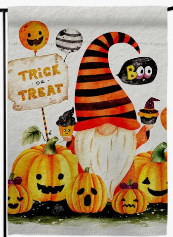 Boo Gnome Halloween garden Flag