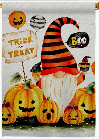 Boo Gnome Halloween house Flag