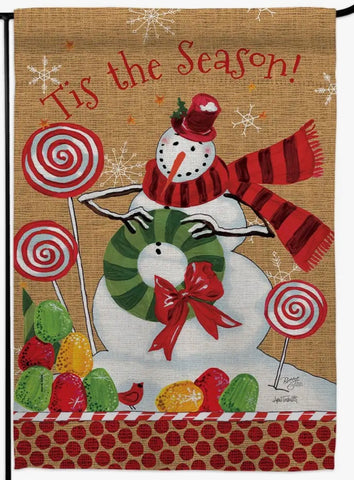 Tis the season snowman Wonderland garden Flag