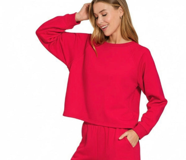 Ruby Red Fleece Top And Sweatpants Set