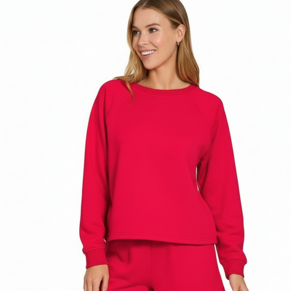 Ruby Red Fleece Top And Sweatpants Set
