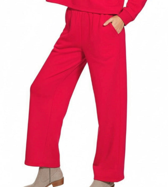 Ruby Red Fleece Top And Sweatpants Set
