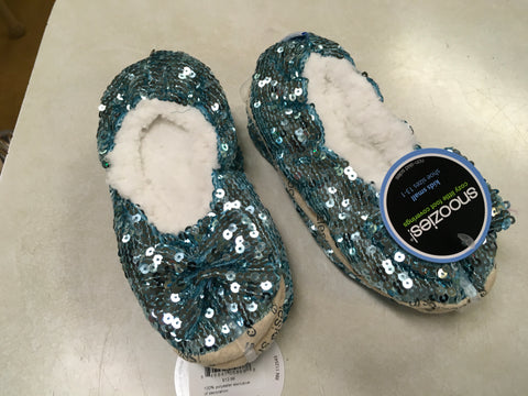 Classic Aqua Bling Snoozie Kids house shoe