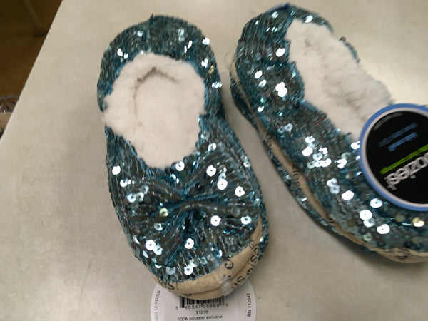 Classic Aqua Bling Snoozie Kids house shoe