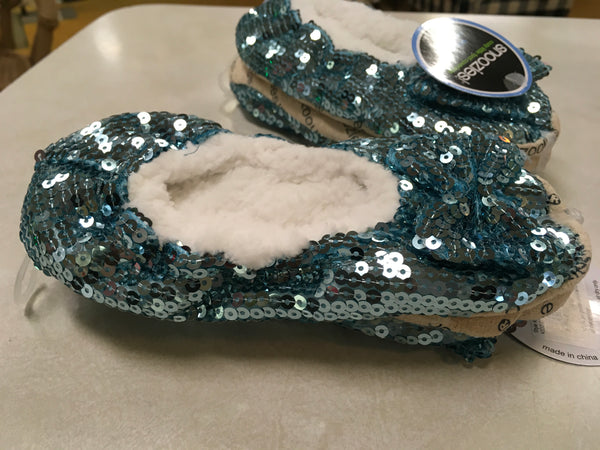 Classic Aqua Bling Snoozie Kids house shoe