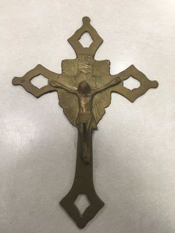Vintage Brass religious crucifix cross with Jesus