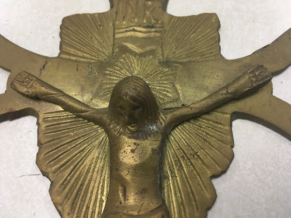 Vintage Brass religious crucifix cross with Jesus