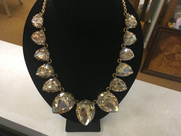 Amber teardrop rhinestone necklace