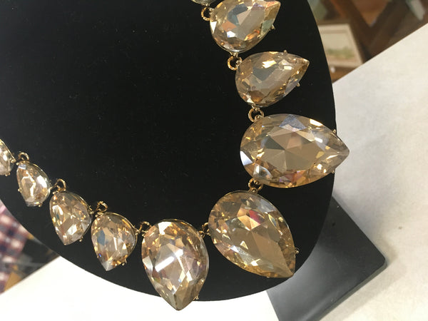 Amber teardrop rhinestone necklace