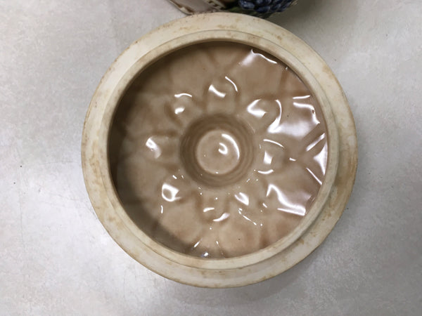 Basket weave fruit design ceramic biscuit cookie jar