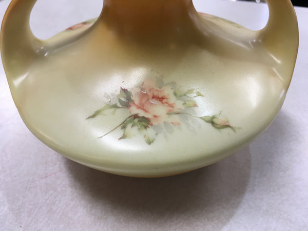 Floral squat double handle vase