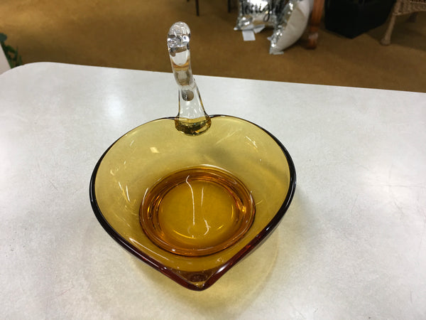 Amber and clear Swan glass art