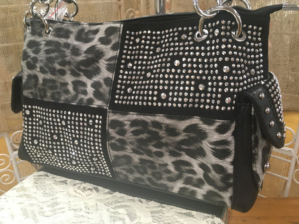 Leopard Rhinestone Fashion Handbag