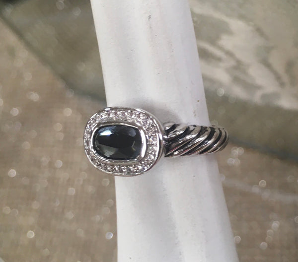 Black Oval CZ fashion ring size 9