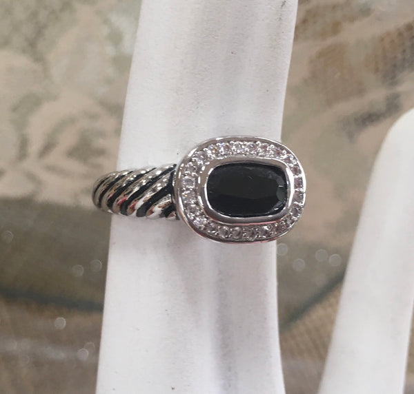 Black Oval CZ fashion ring size 9