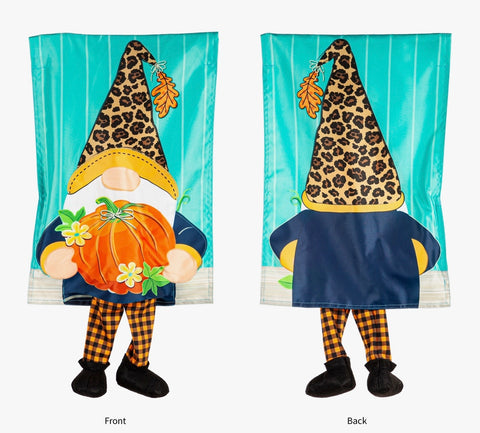 Fall Gnome Pumpkin Garden (battery) Kicking Flag