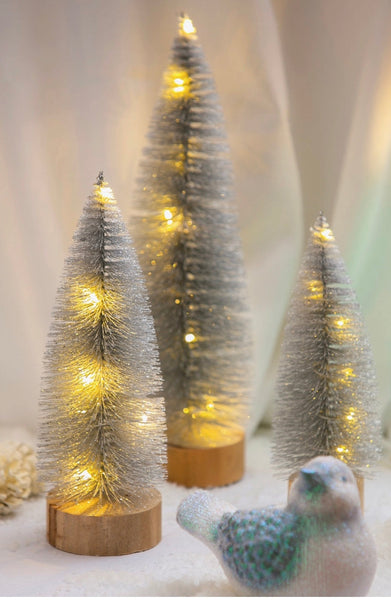 Bottlebrush Tree Silver glitter 14”