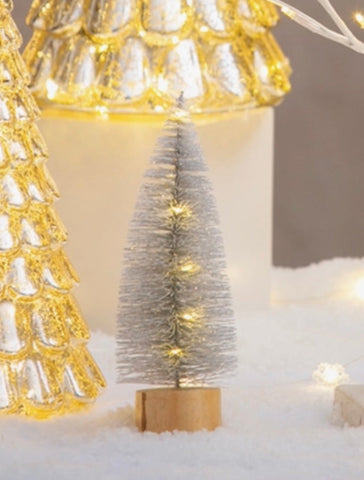 Silver glitter 11.5” bottle brush Christmas tree