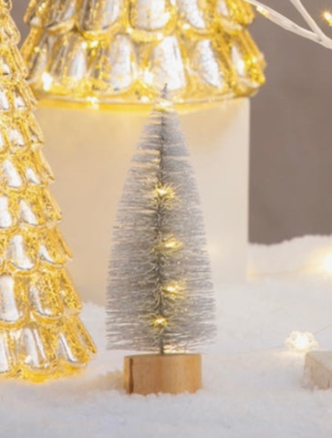 Silver glitter 9” bottle brush Christmas tree